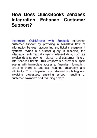 How Does QuickBooks Zendesk Integration Enhance Customer Support