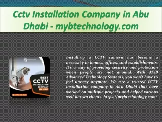 Cctv Installation Company in Abu Dhabi - mybtechnology.com