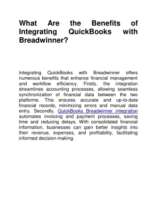 What Are the Benefits of Integrating QuickBooks with Breadwinner
