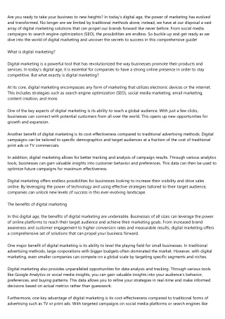 Unleashing the Power of Digital Marketing: A Comprehensive Guide to Effective So