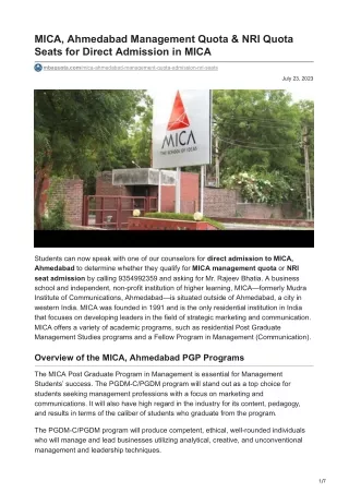 Direct admission in MICA Ahmedabad MICA Ahmedabad management quota Call @ 9354992359  mbaquota.com-MICA Ahmedabad Manage