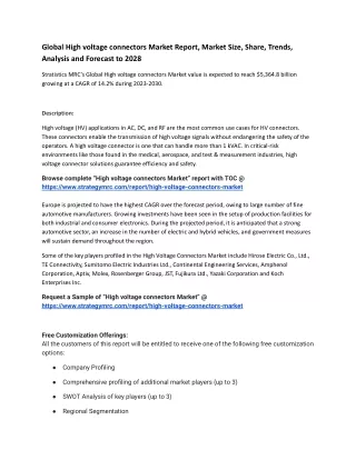 Global High voltage connectors Market Report, Market Size, Share, Trends