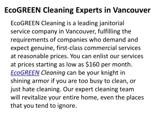 BEST VANCOUVER CLEANING SERVICES | ECO GREEN