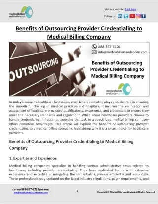 Benefits of Outsourcing Provider Credentialing to Medical Billing Company