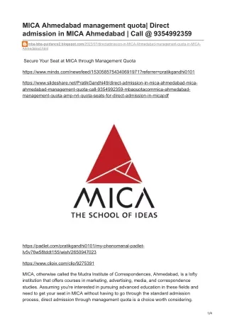 Direct admission in MICA Ahmedabad -mba-bba-guidance2.blogspot.com-MICA Ahmedabad management quota  Call  9354992359