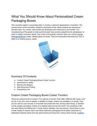 What You Should Know About Personalized Cream Packaging Boxes
