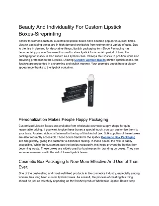 Beauty And Individuality For Custom Lipstick Boxes-Sireprinting