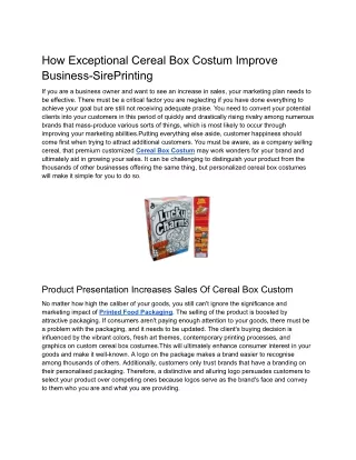 How Exceptional Cereal Box Costum Improve Business-SirePrinting