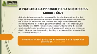 Effective Solutions to Fix QuickBooks Error 15271