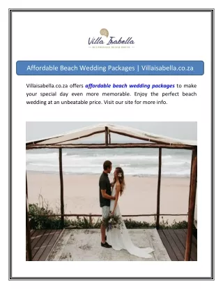 Affordable Beach Wedding Packages Villaisabella.co.za