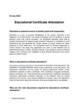 Educational Certificate Attestation