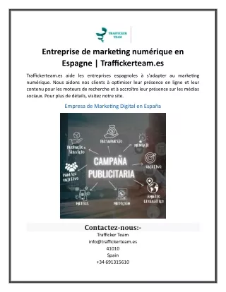 Entreprise de marketing numérique en Espagne  Traffickerteam.es