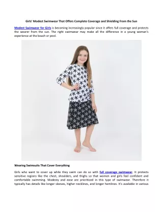 Girls' Modest Swimwear That Offers Complete Coverage and Shielding From the Sun