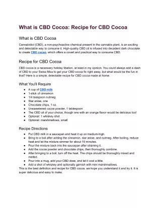 What is CBD Cocoa_ Recipe for CBD Cocoa