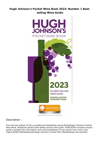 PDF/READ/DOWNLOAD Hugh Johnson's Pocket Wine Book 2023: Number 1 Best-selling Wi