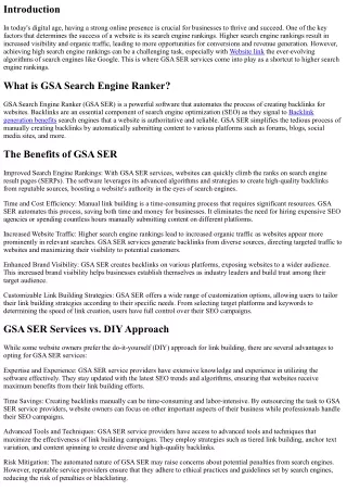 GSA SER Services: The Shortcut to Higher Search Engine Rankings