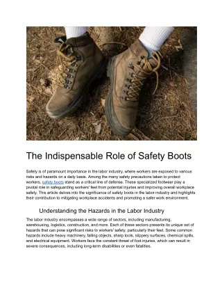 The Indispensable Role of Safety Boots