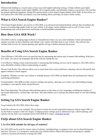 Efficient Link Building with GSA Search Engine Ranker