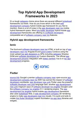 Top Hybrid App Development Frameworks In 2023
