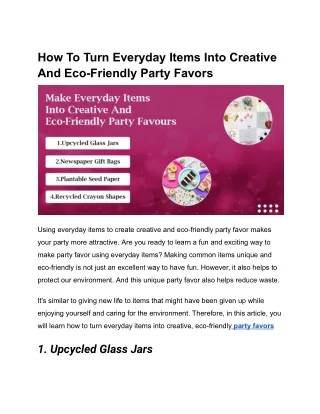 How To Turn Creative And Eco-Friendly Party Favors