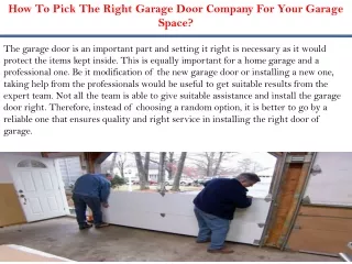 How To Pick The Right Garage Door Company For Your Garage Space?