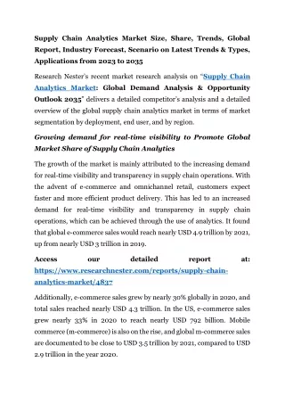 Supply Chain Analytics Market Size, Share, Trends 2023 to 2035