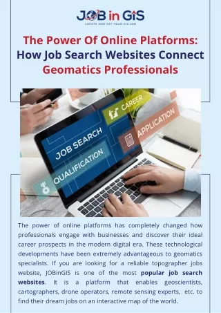 The Power Of Online Platforms- How Job Search Websites Connect Geomatics Professionals