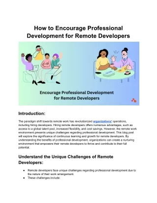 How to Encourage Professional Development for Remote Developers