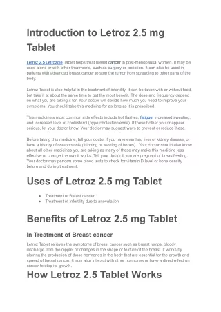 Letroz 2.5mg Tablet