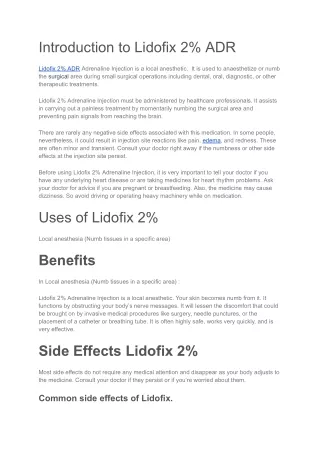 Lidofix 2% ADR Injection