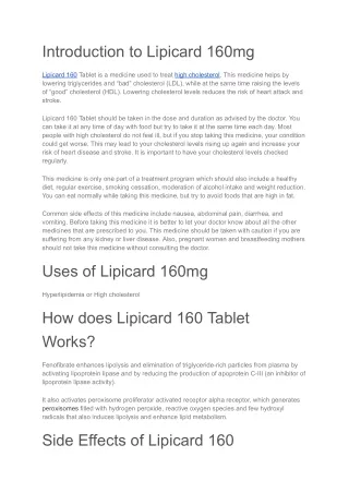 Lipicard 160mg Tablet