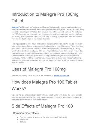 Malegra Pro 100mg Tablet