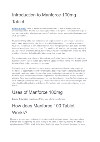 Manforce 100mg Tablet