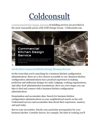 Commercial Kitchen Planning