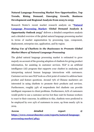 Natural Language Processing Market Opportunities, Top Trends, Rising Demand 2035