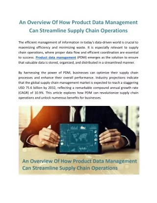 An Overview Of How Product Data Management Can Streamline Supply Chain Operations