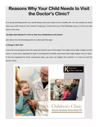 Reasons Why Your Child Needs to Visit the Doctor's Clinic