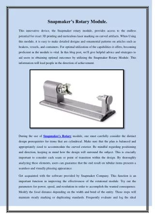 Snapmaker’s Rotary Module.