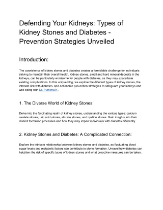 Defending Your Kidneys_ Types of Kidney Stones and Diabetes - Prevention Strategies Unveiled