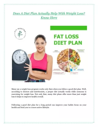 Does A Diet Plan Actually Help With Weight Loss? Know Here