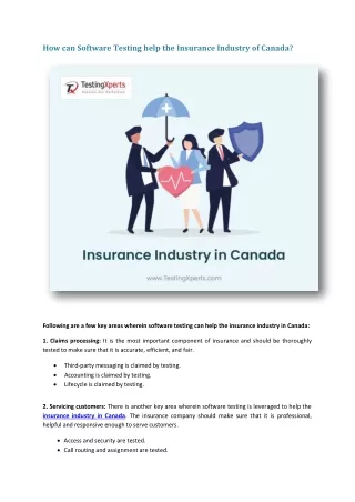 How can Software Testing help the Insurance Industry of Canada?