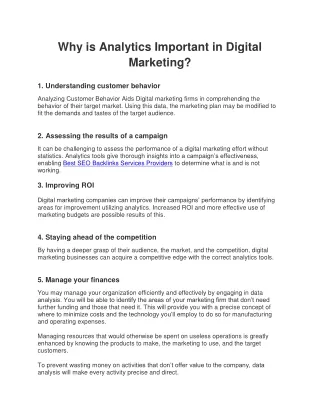 Why is Analytics Important in Digital Marketing
