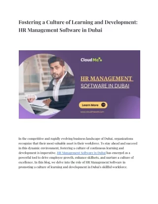 Fostering a Culture of Learning and Development_ HR Management Software in Dubai
