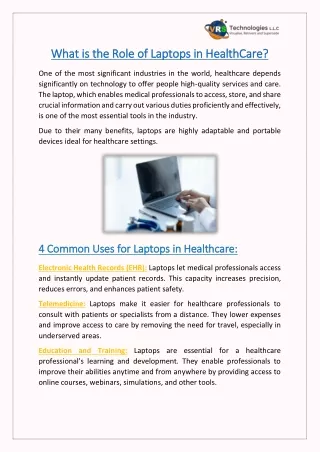 What is the Role of Laptops in HealthCare?