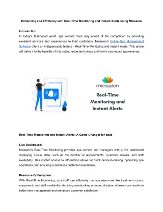 Enhancing Spa Efficiency with Real-Time Monitoring and Instant Alerts using MioSalon