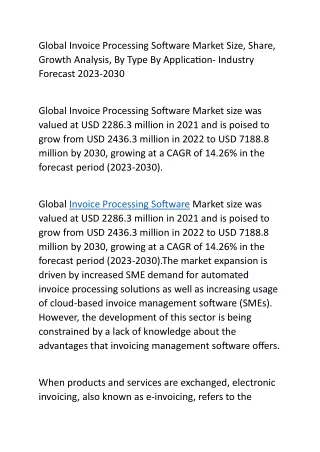Global Invoice Processing Software Market Size