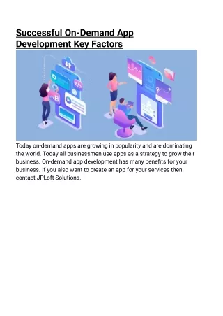Successful On-Demand App  Development Key Factors