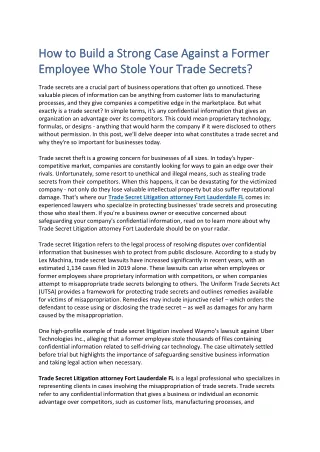 How to Build a Strong Case Against a Former Employee Who Stole Your Trade Secrets