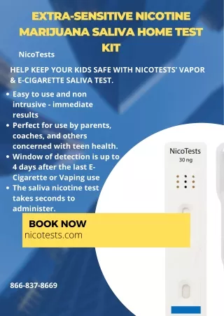 Extra-Sensitive Nicotine Marijuana Saliva Home Test Kit