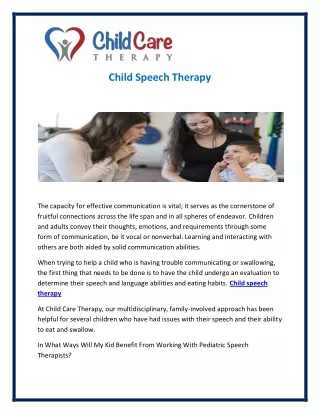 Child Speech Therapy